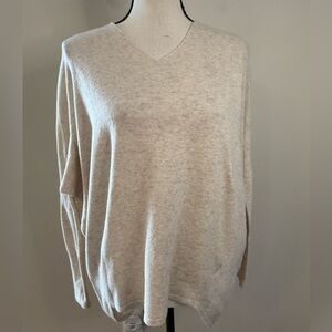Hyped Unicorn wool blend knit cream V neck sweater asymmetrical SZ S/M